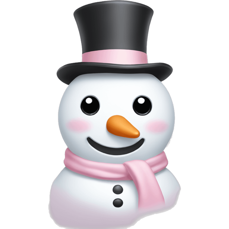 Cute white and light pink snowman emoji