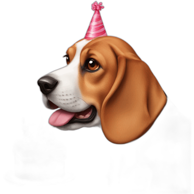 Beagle with birthday cake emoji