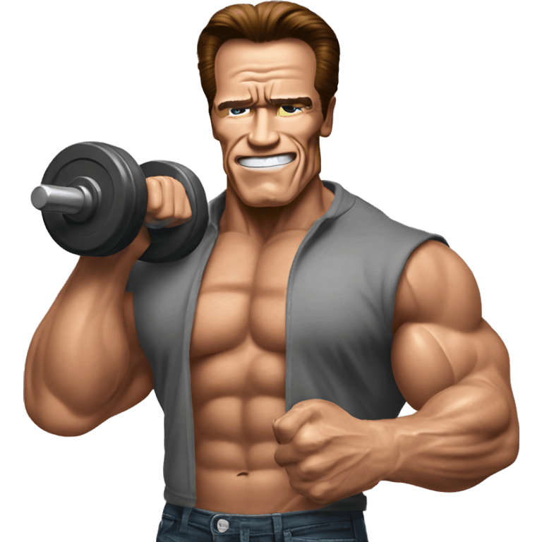 arnold schwarzenegger with dumbbell without t-shirt emoji