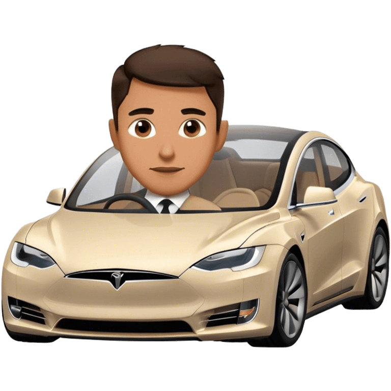 Elon musk in a tesla car emoji