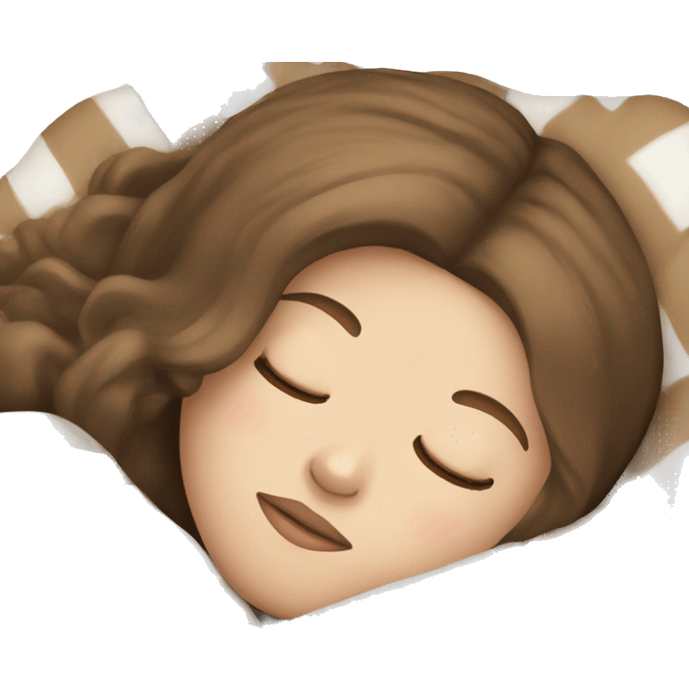 White girl with brown hair sleeping emoji