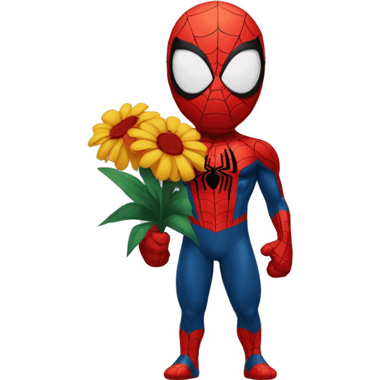 spider-man holding flowers  emoji