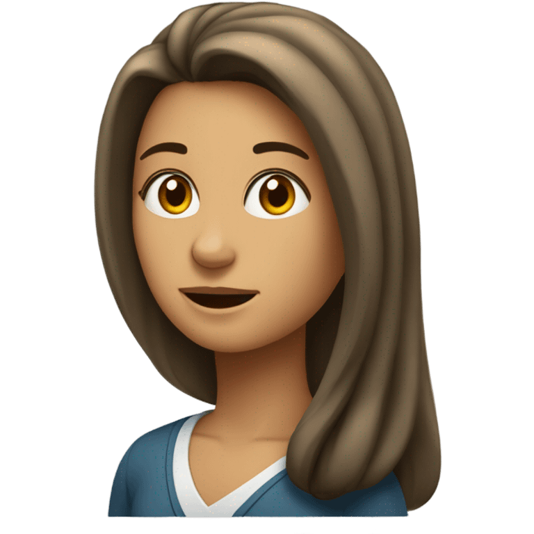 menina de cabelo longo e moreno estudan emoji