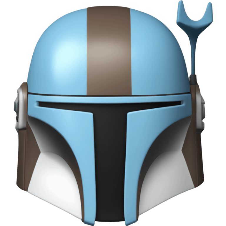 Baby blue and white colored Mandalorian helmet with antenna emoji