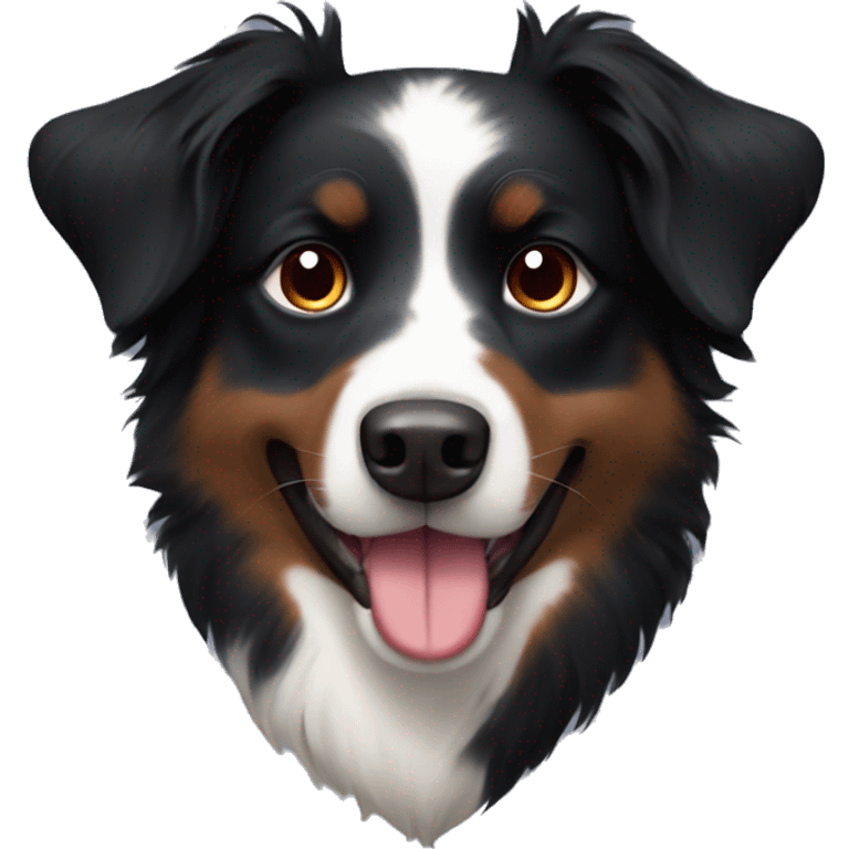 Small black australian shepherd dog with huge maroon heart emoji