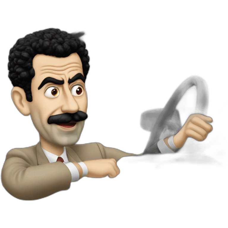 Borat driving mr. Bean's car emoji