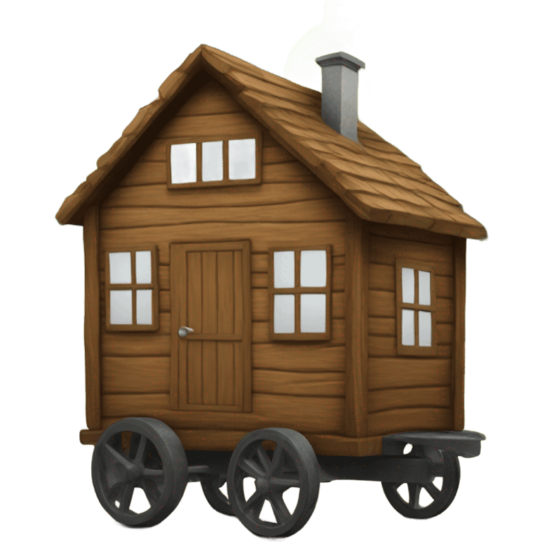 Wooden House on wheels emoji