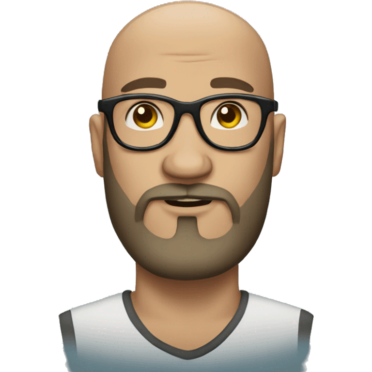 Tattooed bald man with beard and glasses emoji