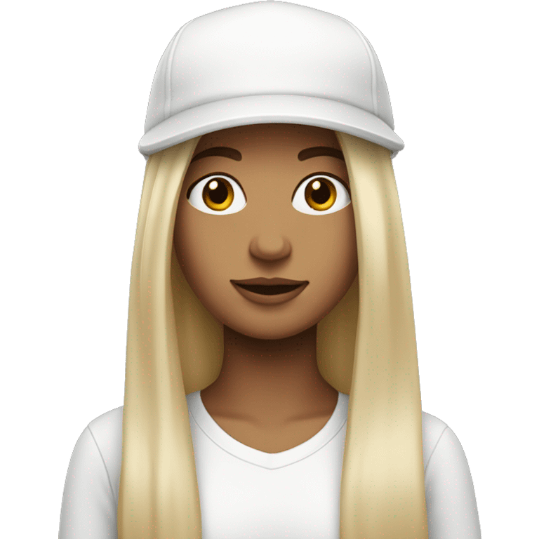 Woman with long hair and a white cap emoji