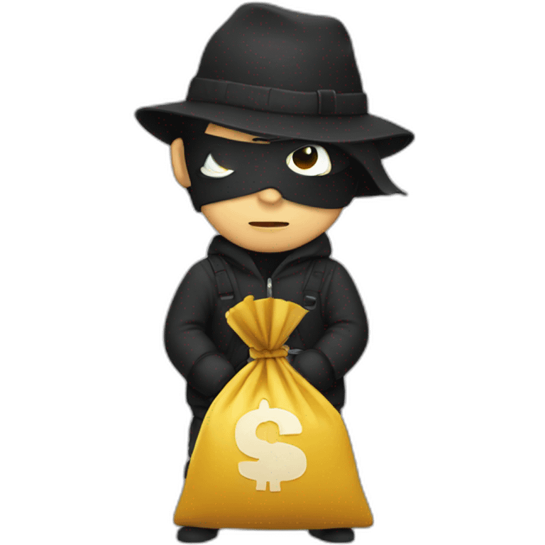 Thief with bag with money emoji