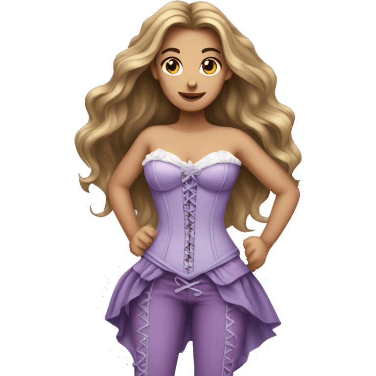 Girl with long hair and light purple corset emoji