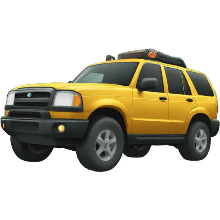 an adventurous SUV passing through forest places emoji