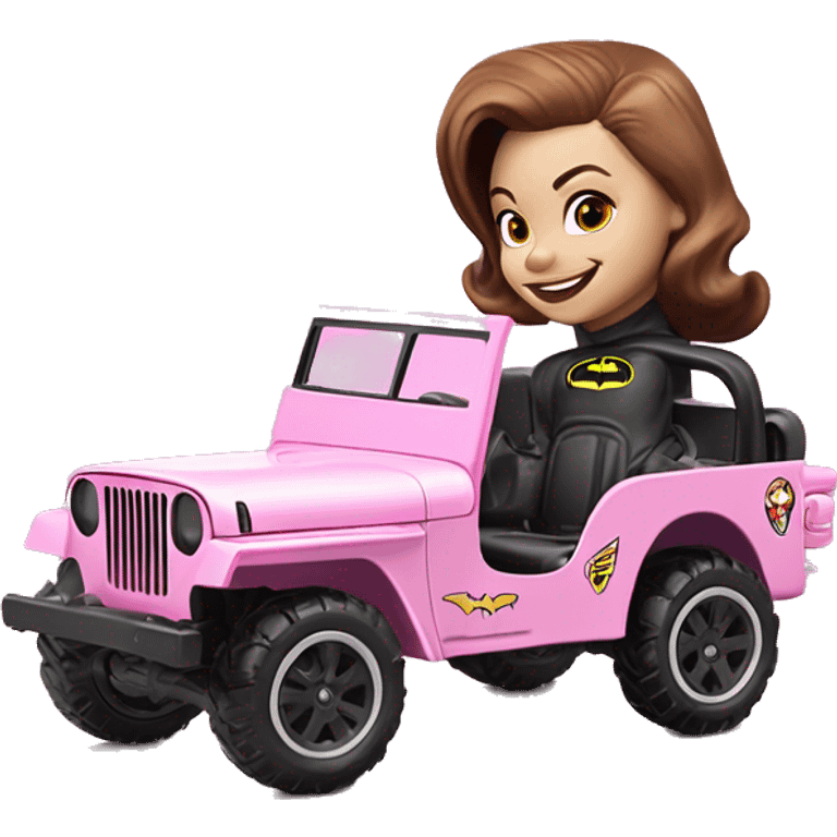 Cute Evil Batgirl 1942 Willy’s light pink army jeep hot wheels  emoji