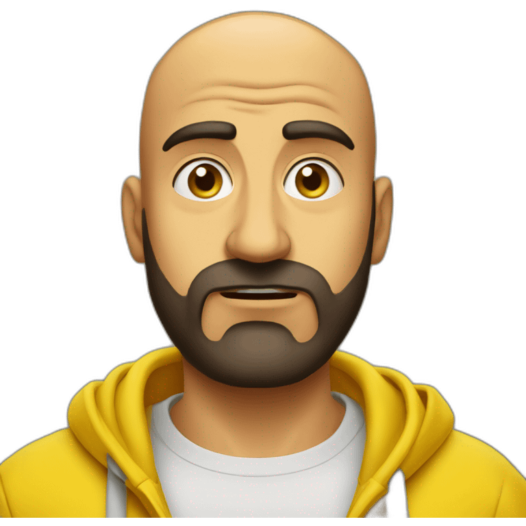 Armenian men in yellow sweatshirt shocked looking at kamera emoji