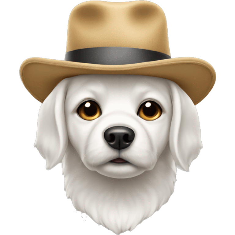 White dog with hat emoji