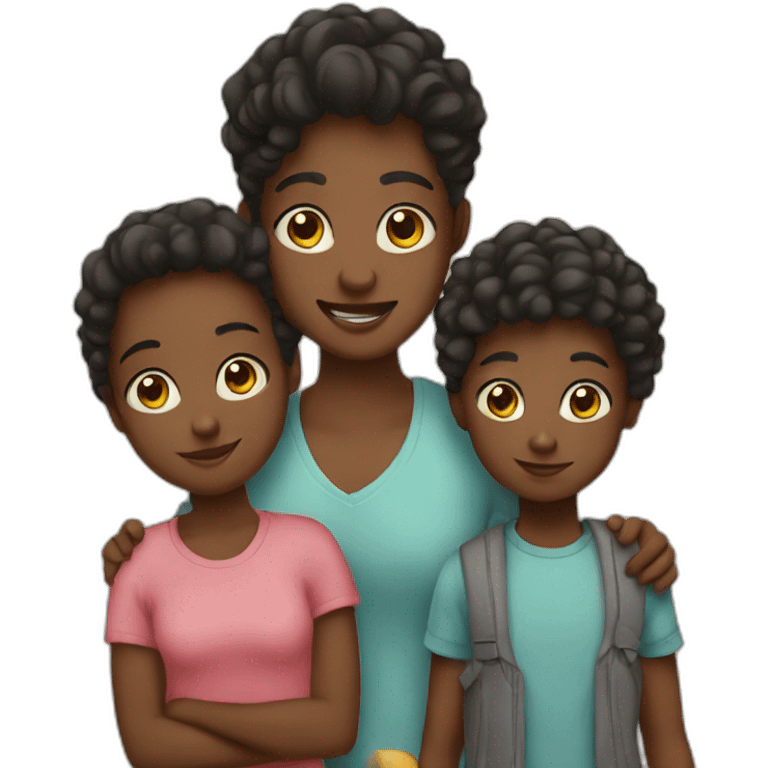 a family with a black kids emoji