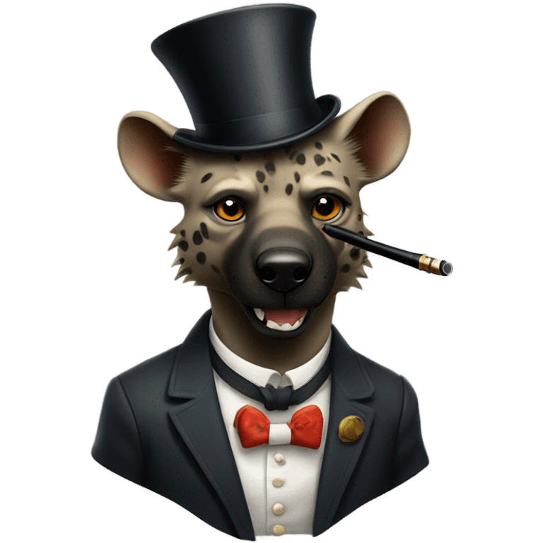 Male, muscular, hyena, smoking pipe, top hat, fancy, high class emoji