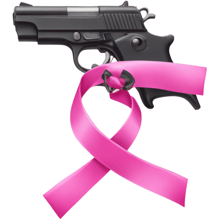 pink pistol with a pink ribbon with pink cop  emoji