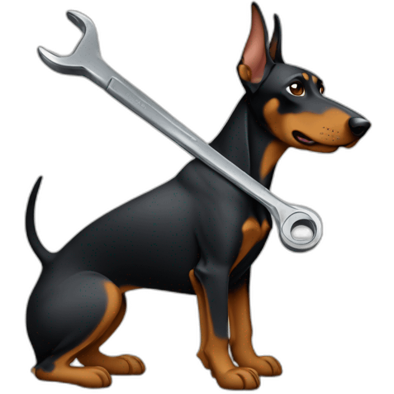 doberman holding wrench emoji