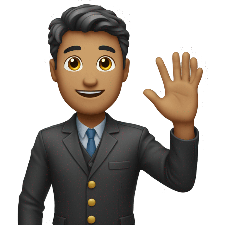 A handsome guy waving hand  emoji