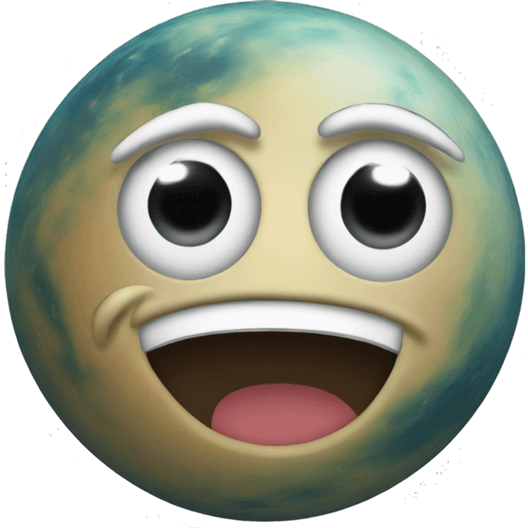 A planet with a wild expression emoji