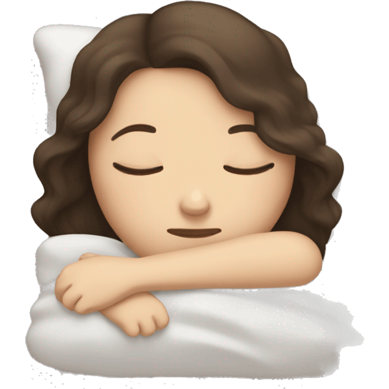 White girl with dark brown hair sleeping emoji