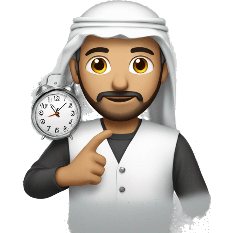 Arab man holding a clock emoji