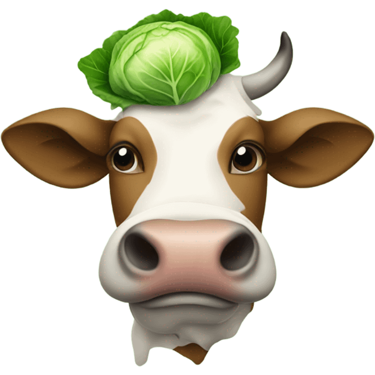 Cow with cabbage on its head emoji