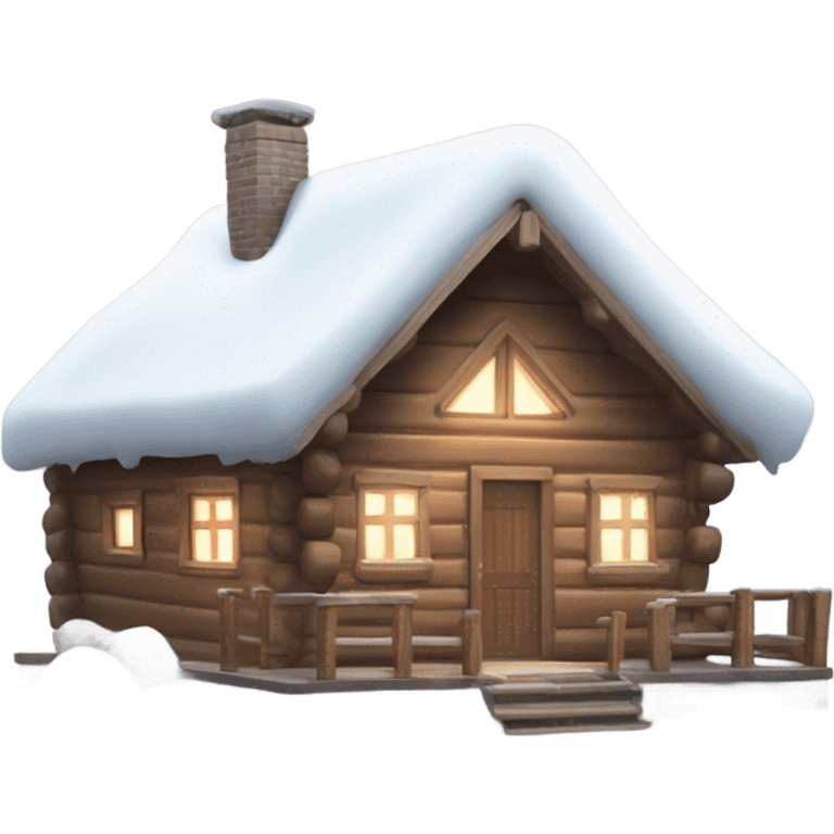 Lakeside cabin covered with sparkling snow emoji