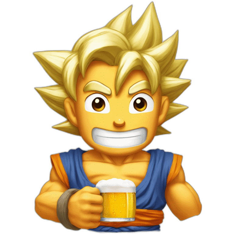 San goku buvant une biere emoji