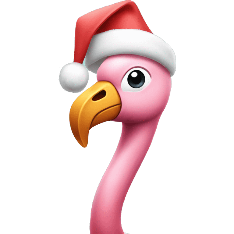 flamingo with santa hat  emoji