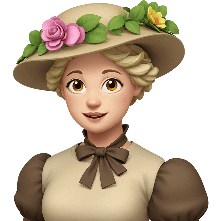 smiling girl with flower hat emoji