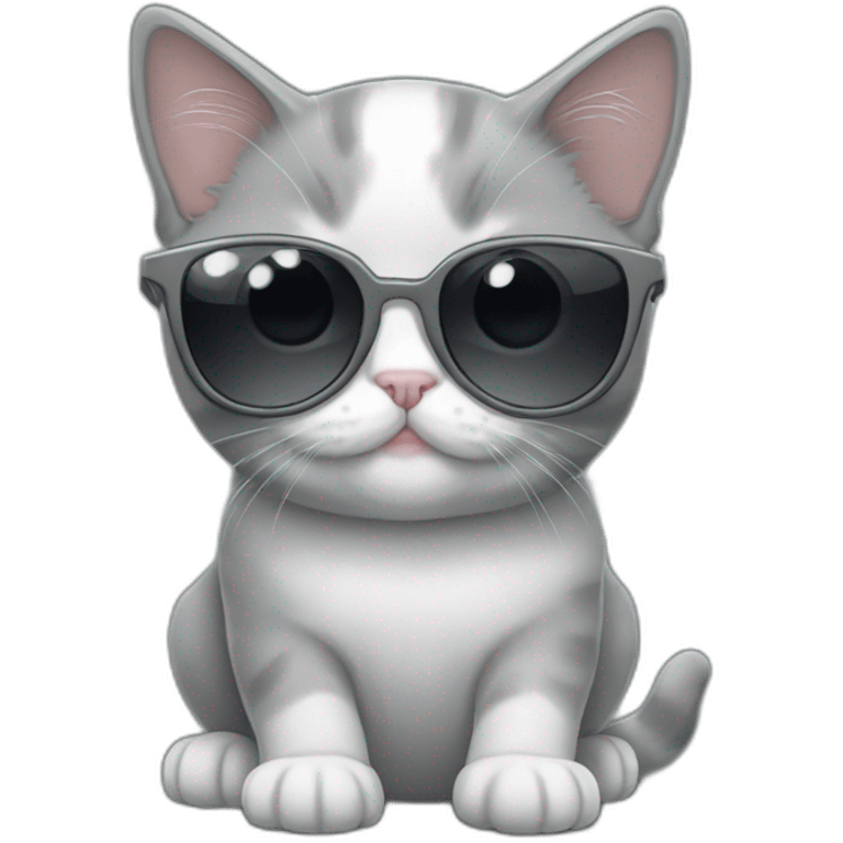 munchkin cat all grey with sunglasses emoji