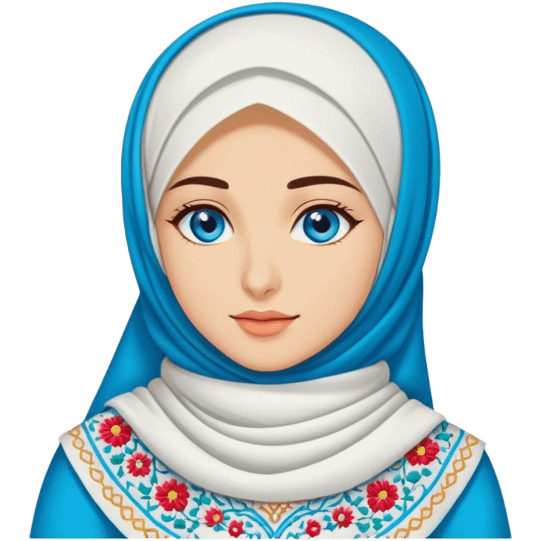 Turkish beautiful finish Konya girl blue eyes with hijab and cultural dress emoji