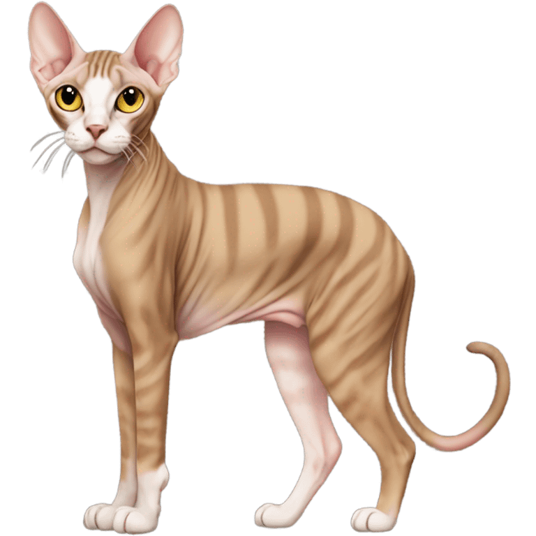 Brown tabby sphynx full body with fat tail emoji