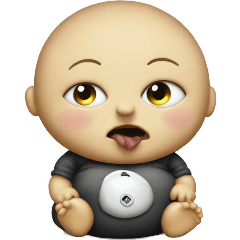 eraserhead baby and fat baby with plug belly button looking at eachother emoji