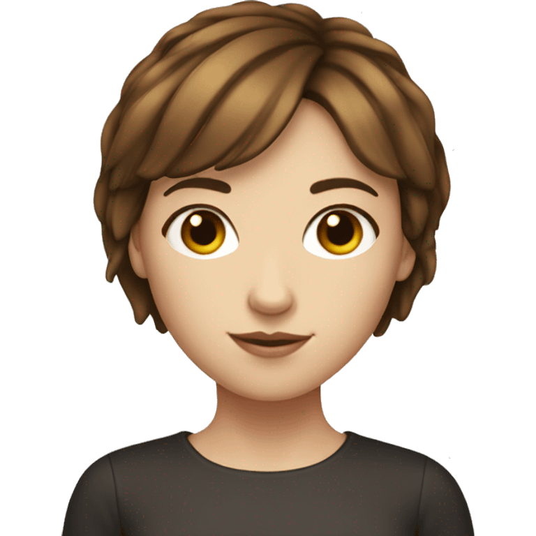 A white girl with short brown hair and bangs emoji