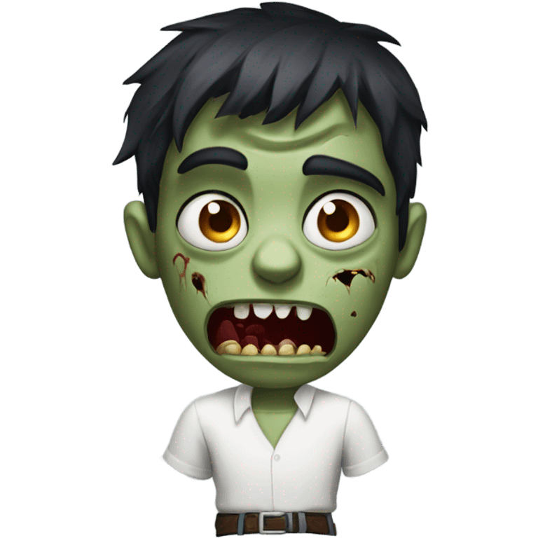 scared boy zombie with medium dark hair and white shirt emoji