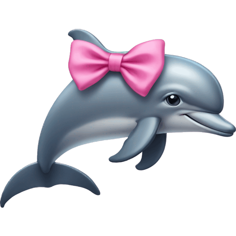 Dolphin wearing a pink bow emoji