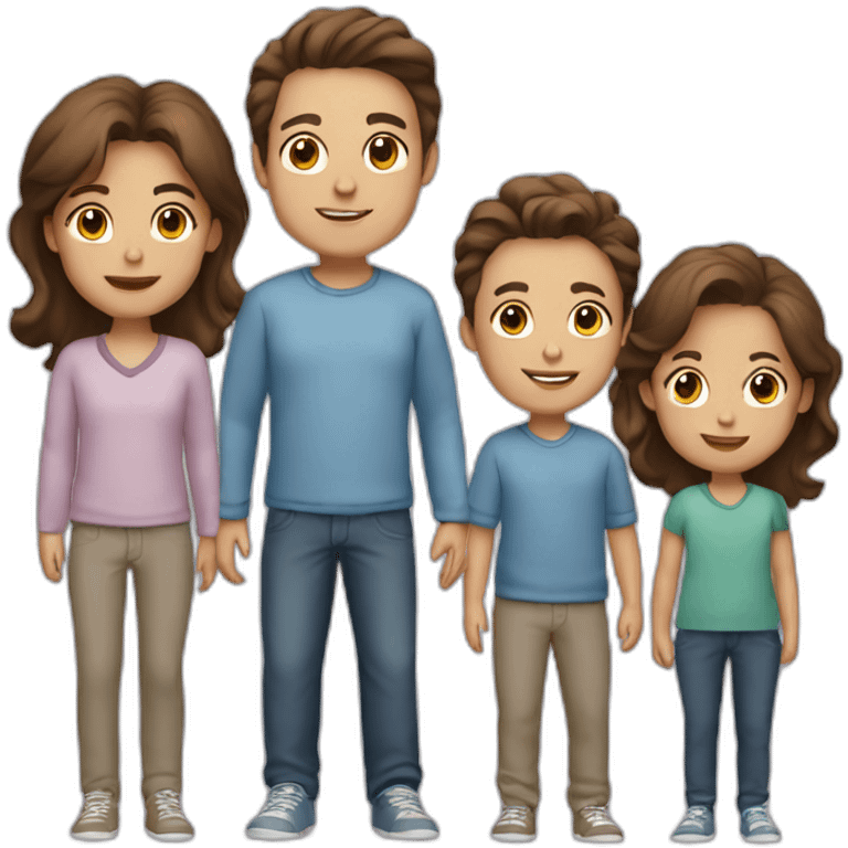 family of 4 brown hair two boys emoji