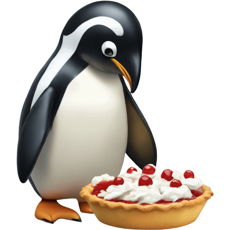 A penguin eating pie  emoji