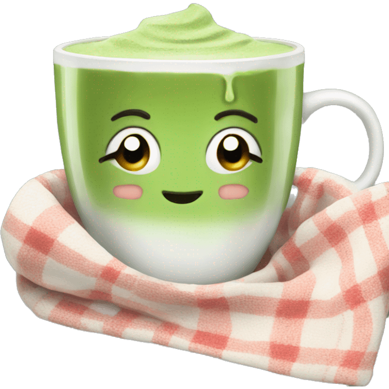 Matcha latte wearing a blanket  emoji