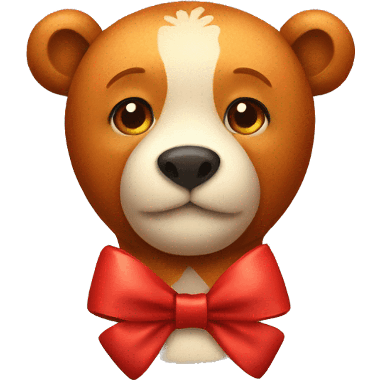  ginger bear red bow on neck  emoji