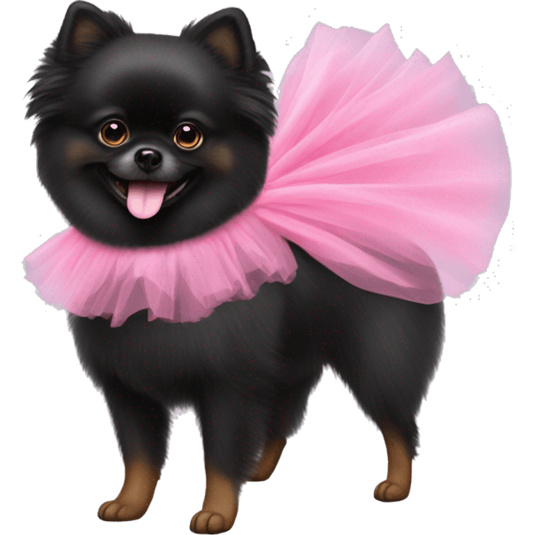 black Pomeranian with a pink tutu  emoji