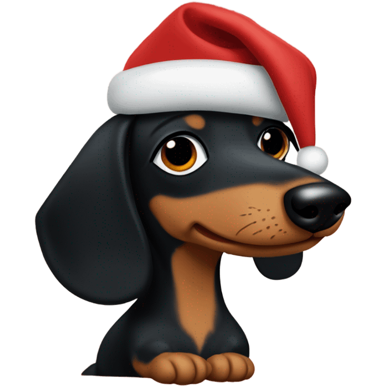 Christmas dachshund with Black hair girl emoji