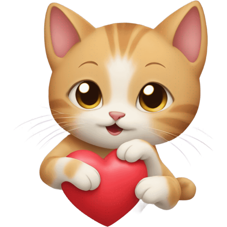 cat holding a heart emoji