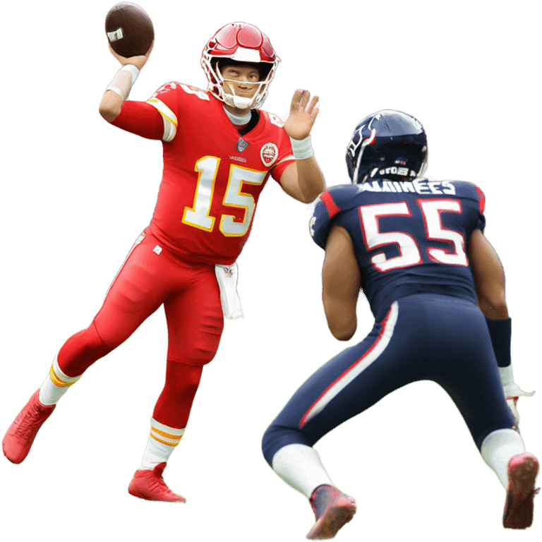 Patrick Mahomes being sacked by a Houston Texans player emoji