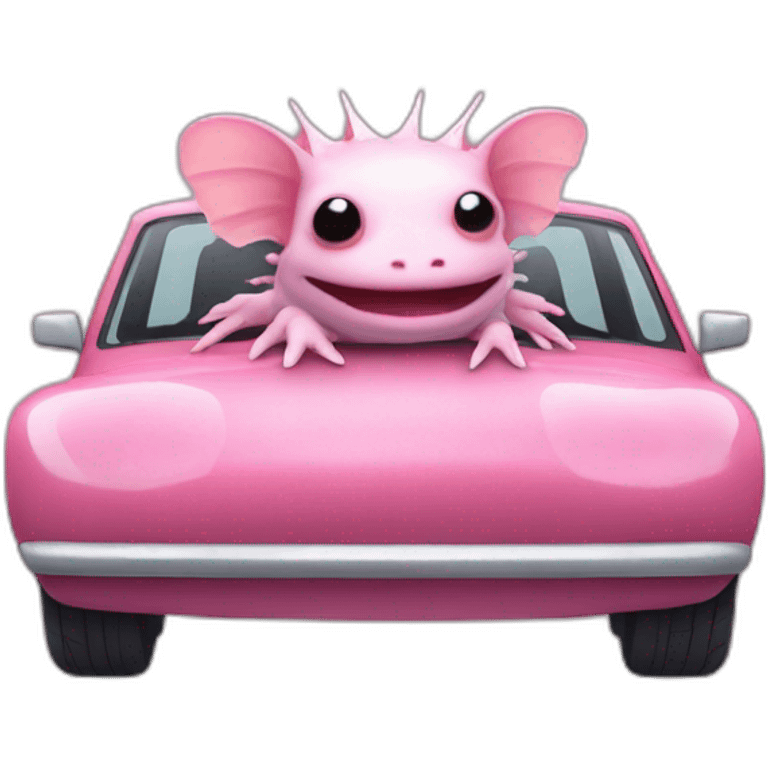 Axolotl in a car emoji