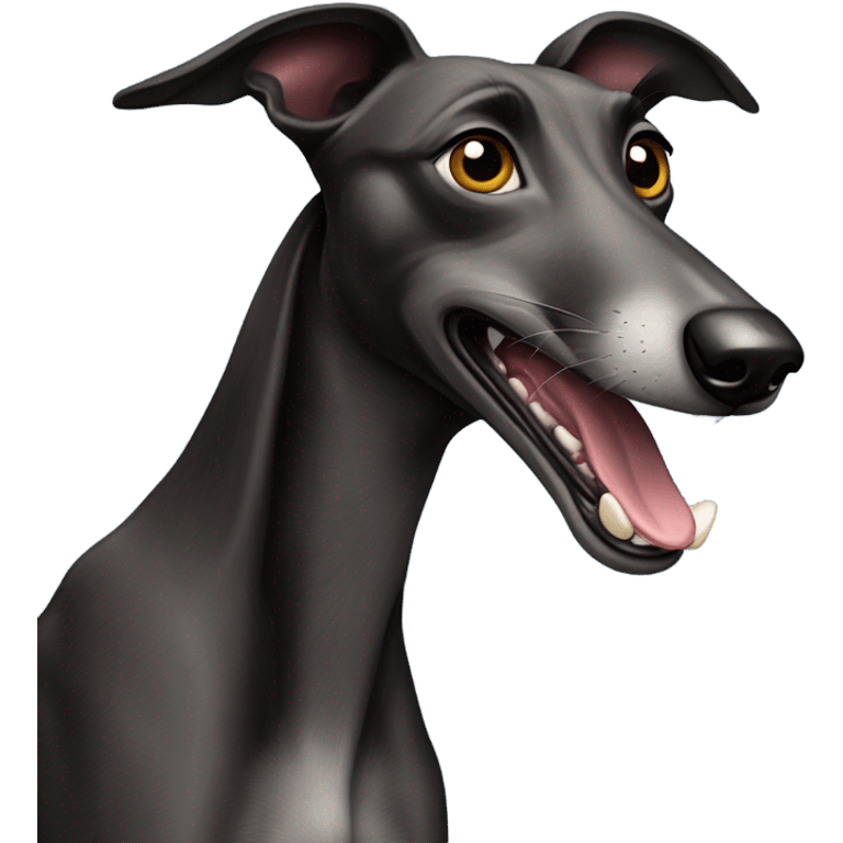 Black greyhound giving a speech  emoji