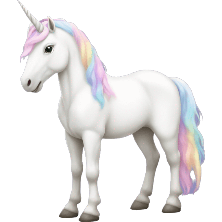 Fullbody White unicorn with pastel color mane  emoji